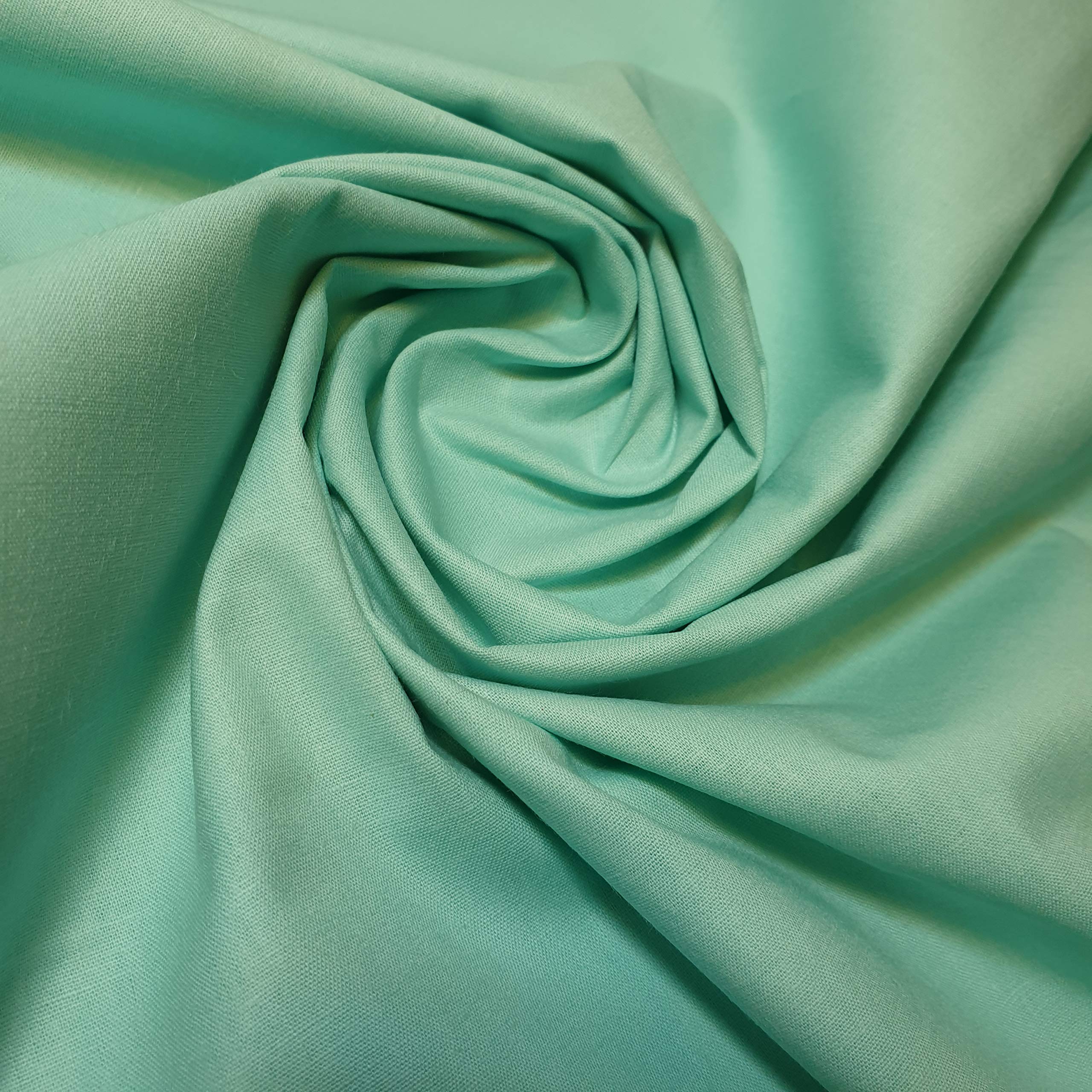 100% Cotton Fabric 112cm Wide Plain Cambric Poplin (Mint, 5 Meter)