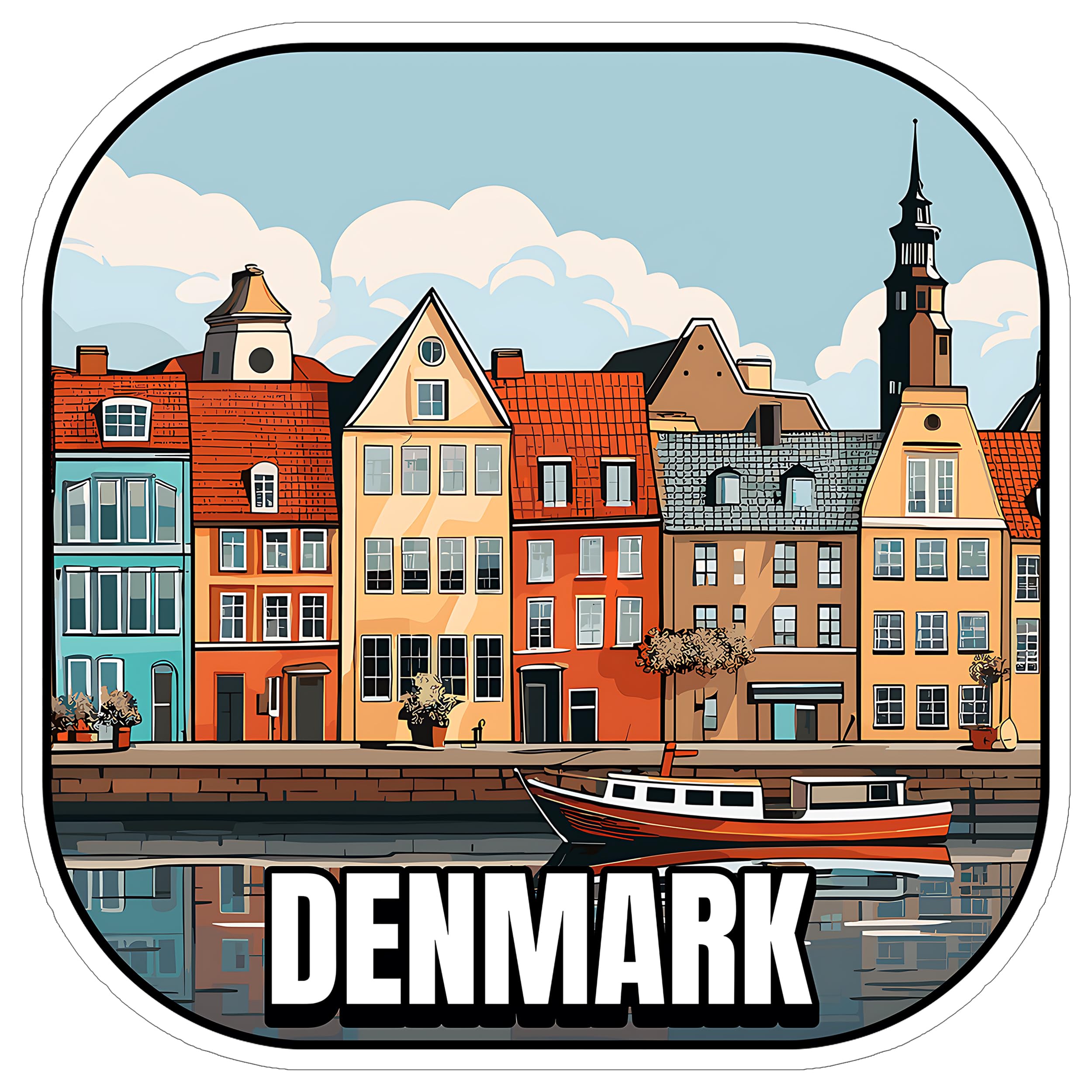 Photo 1 of Denmark Sticker 4 Inch City Travel Souvenir Destination - Waterproof Vinyl Decal for Laptop Water Bottle Car Tumbler - Durable Aesthetic Long-Lasting Stickers for Adults ID44990