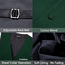 Barry.Wang Mens Hunter Green Suit Vest Bow Tie Set