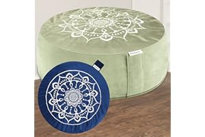 Hihealer Meditation Cushion - Comfortable Floor Pillow with Beautiful Velvet Cover，Traditional Tibetan Yoga Buckwheat Bolster Meditation Accessories Gifts for Adults, Women