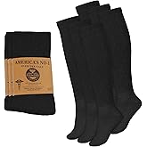 6 Pairs Diabetic Knee High Socks for Men, Over the Calf, Premium Cotton Comfortable Fit.