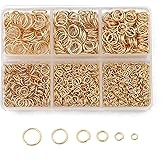 DADIFEN 18K Gold Jump Rings for Jewelry Making 3/4/5/6/7/8mm Jump Rings 22 Gauge Open Ring O Rings for DIY Necklaces Bracelet Earrings Chainmail Keychain Jewelry Making