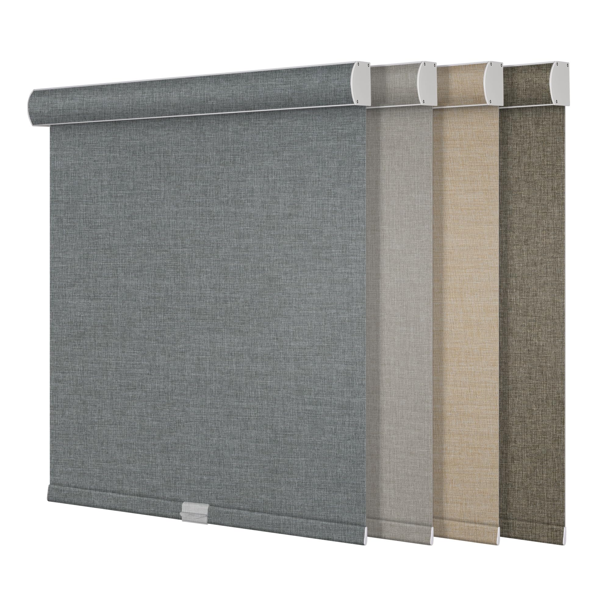 Boolegon Blackout Roller Shades for Windows,Cordless,Linen Fabric,Roller Blinds,Thermal Insulated Fabric UV Protection,Window Shades for Home,Office,Bedroom,Door,Blackout-Gray,16" W x 64" H Image