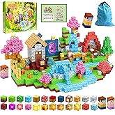 HEJIHUI 300 PCS Magnetic Blocks with Light Up Blocks - Magnetic Building Blocks for Kids Ages 3-5+, Magnetic Construction Set with Storage Bag, Educational Birthday Gifts for Boys & Girls (Village)