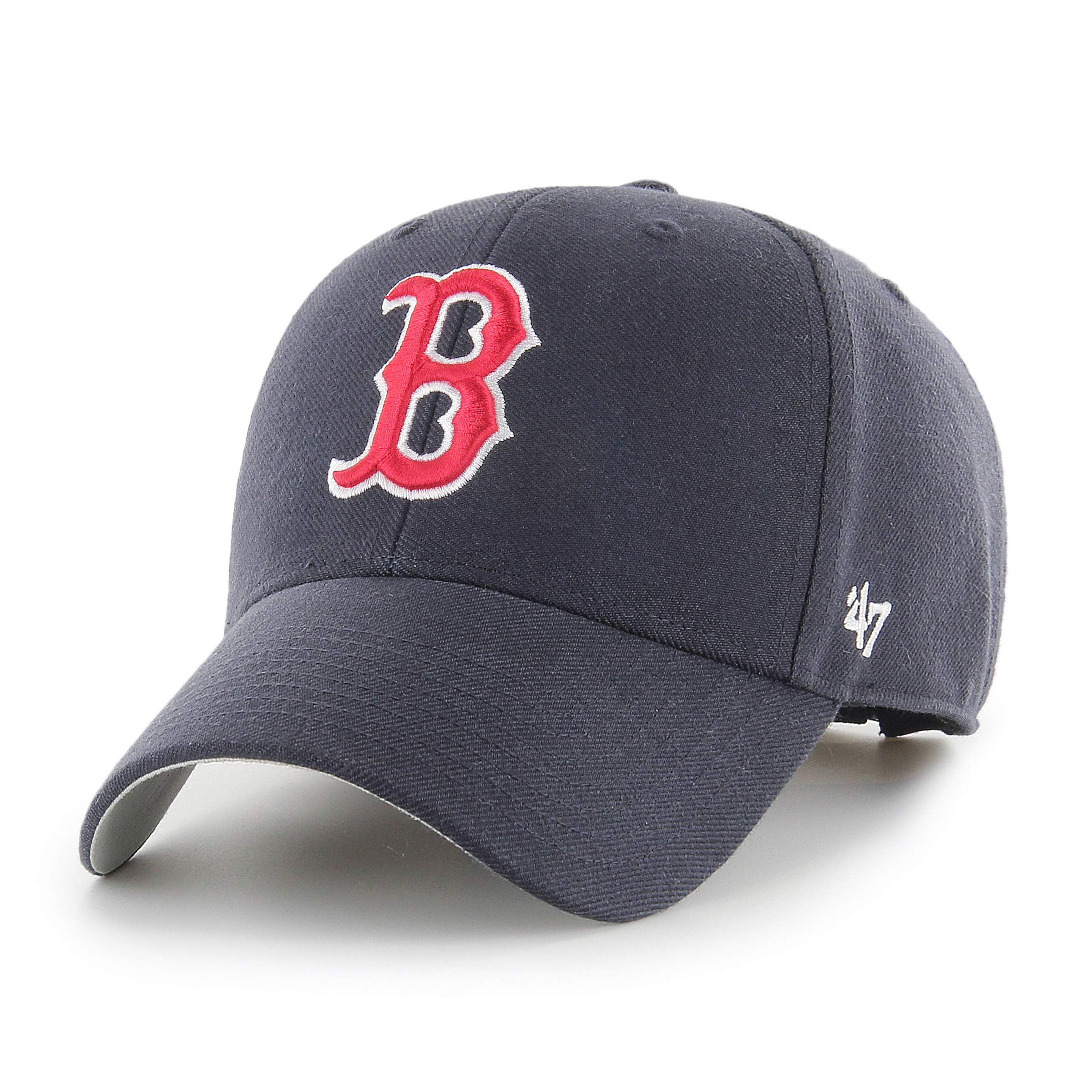 47 Boston Red Sox MLB MVP Unisex Baseball Cap, Adjustable, Red Logo, Navy Blue