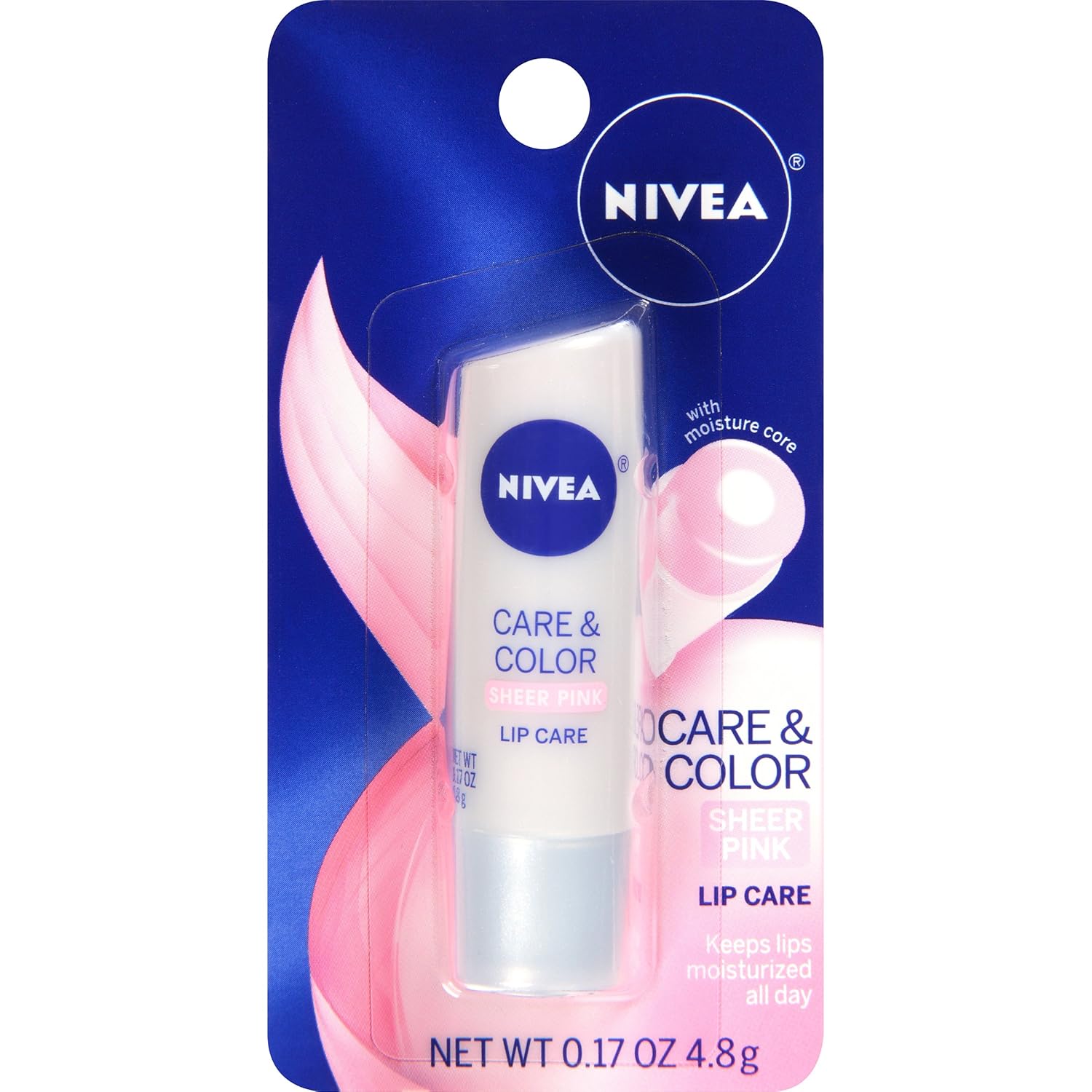 NIVEA Care & Color Sheer Pink Lip Care 0.17 Ounce Carded