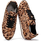 Project Cloud Leather Barefoot Shoes Women – Memory Foam Lace-Up Womens Sneakers – Lightweight & Non Slip Womens Shoes Casual – All-Day Women's Fashion Sneakers for 2026 (Monica,LEOP,10) Gold