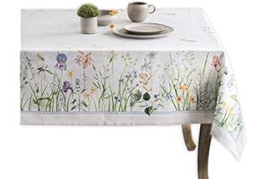 Maison d' Hermine 100% Cotton 60"x90" Tablecloth Rectangle Kitchen Dining Easter Tabletop Cover Farmhouse Decorative Table Cloths for Home, Wedding, Restaurant, Party, Spring/Summer - Fleurs De Mai