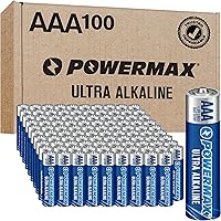 Powermax 100-Count Triple AAA Batteries, Ultra Long Lasting Alkaline Battery for Home and Office, 10-Year Shelf Life, Reclosa