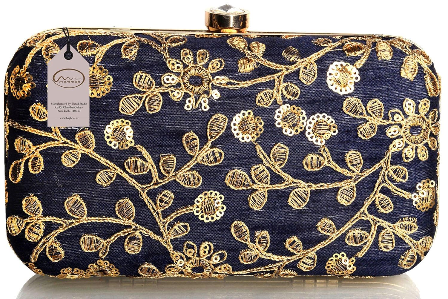 mammon women's bridal clutch with sling (6.5x4x4 inches)