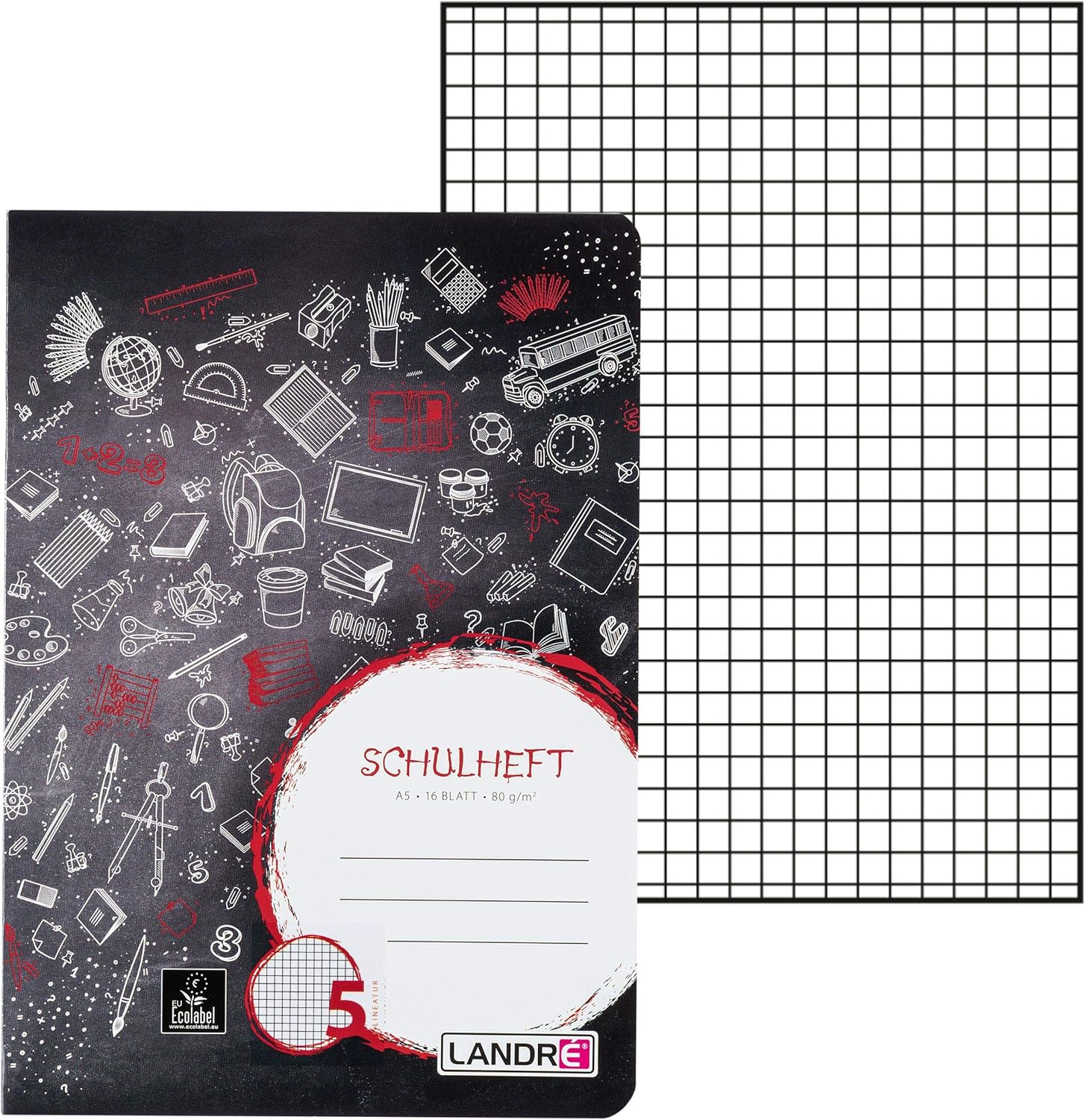 Landre 100050071 School Notepad A5 (16 Sheets of 80 g/m² Fine, Wood-Free Writing Paper with Type 5 Ruling - Image 3