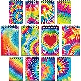 Decorably 24 Pack Spiral Tie Dye Party Favors for Kids 8-12 - 12 Colorful Designs 2.4x4in Small Notebook, Spring-Bound with 20 Sheets - Gifts for Birthday, Baby Shower, Children's Party, School