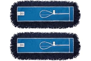 Nine Forty 2-Pack 36-Inch Premium Nylon Dust Mop Replacement Head - Heavy Duty Refill for Industrial, Commercial, and Residential Cleaning - Dry Floor Duster for Hardwood Surfaces - Blue (2-Pack)