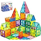Anbalulu Magnetic Tiles, 63PCS Magnetic Blocks for Kids, Magnet Building Set, Construction Building Set,STEM Sensory Educational Toys Gift for Toddlers Kids 3-9 Year Old