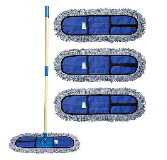 Livronic® Wet and Dry Cotton Floor Mop with 4 Feet Long Handle with 360 Degree Movement which