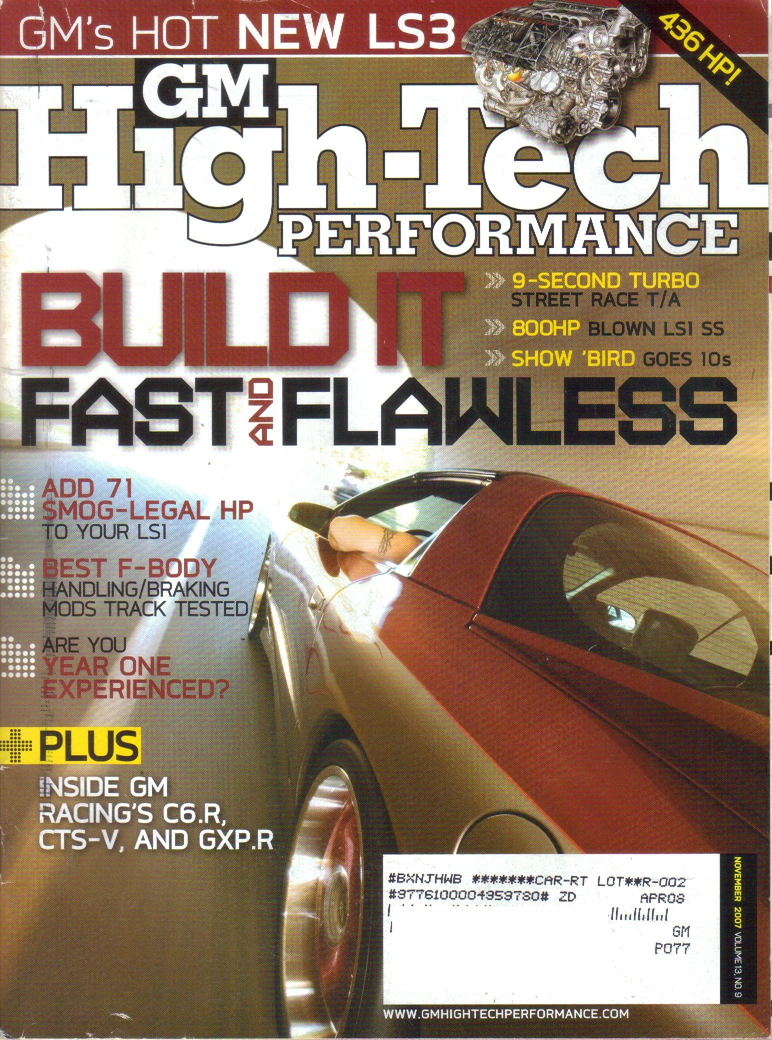 Gm High Tech Performance Magazine Vol 13 No 9 November 2007 Rick Jensen Scott Parker Tony Whatley Frank Viana Bob Rahl Omahar Berry Ryan Kirkwood Jerry Mondock Jim Campisano Chris Werner Amazon Com Books