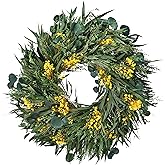 YZXZM 24" Large Front Door Wreath with Dried Flowers for Spring Summer Fall & Winter (Green02)