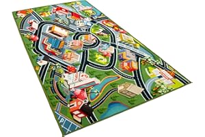 RGM CREATIONS Kids Car Rug Play Mat - Vibrant Kids Carpet for Toy Cars, Road Rug Adventures in Toddler Room - Durable, Non-Slip & Easy Clean