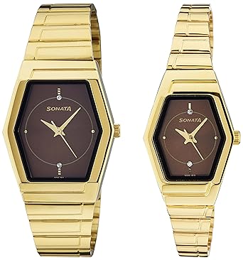 Analog Brown Dial Pair Watch -NK70838074YM03
