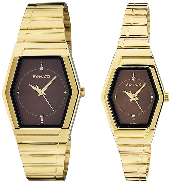 Analog Brown Dial Pair Watch -NK70838074YM03