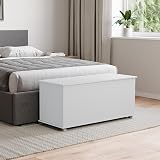 Vida Designs Leon Storage Ottoman White Wooden Chest Seat Window Bench