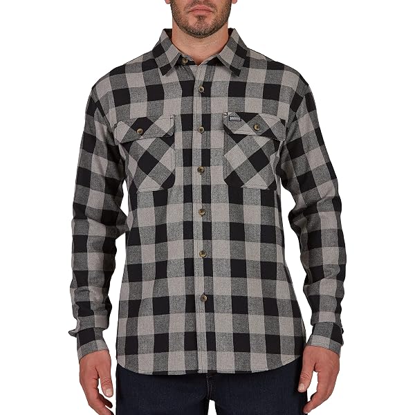 Burnside Men's 8210 Yarn-Dyed Long Sleeve Flannel Shirt - Red, Large, 80/20 Cotton/Polyester