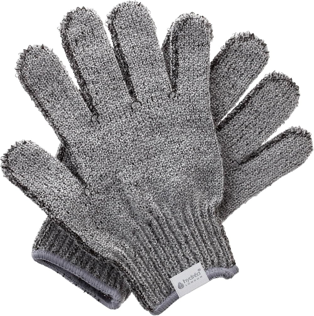 Hydrea London Exfoliating Gloves Bamboo Charcoal Face Body Deep Cleansing