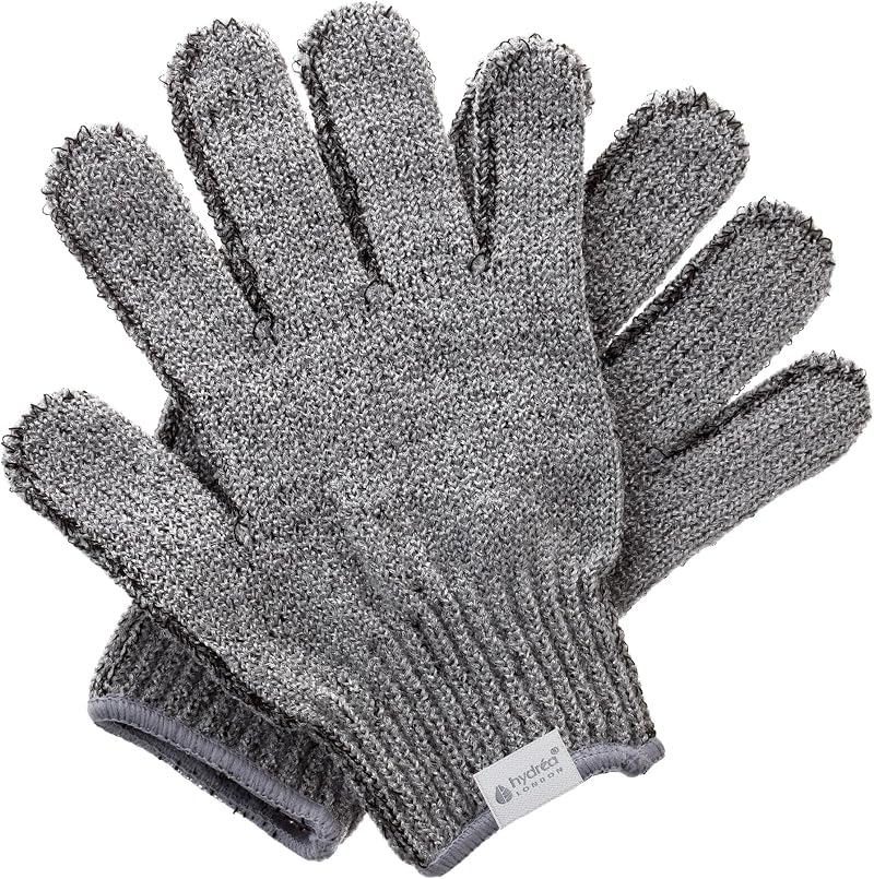 Hydrea London Exfoliating Gloves Bamboo Charcoal Face Body Deep Cleansing