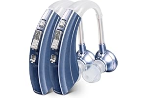 Digital Hearing Amplifiers Qty 2 (Modern Blue) 500hr Battery by Britzgo BHA-220D