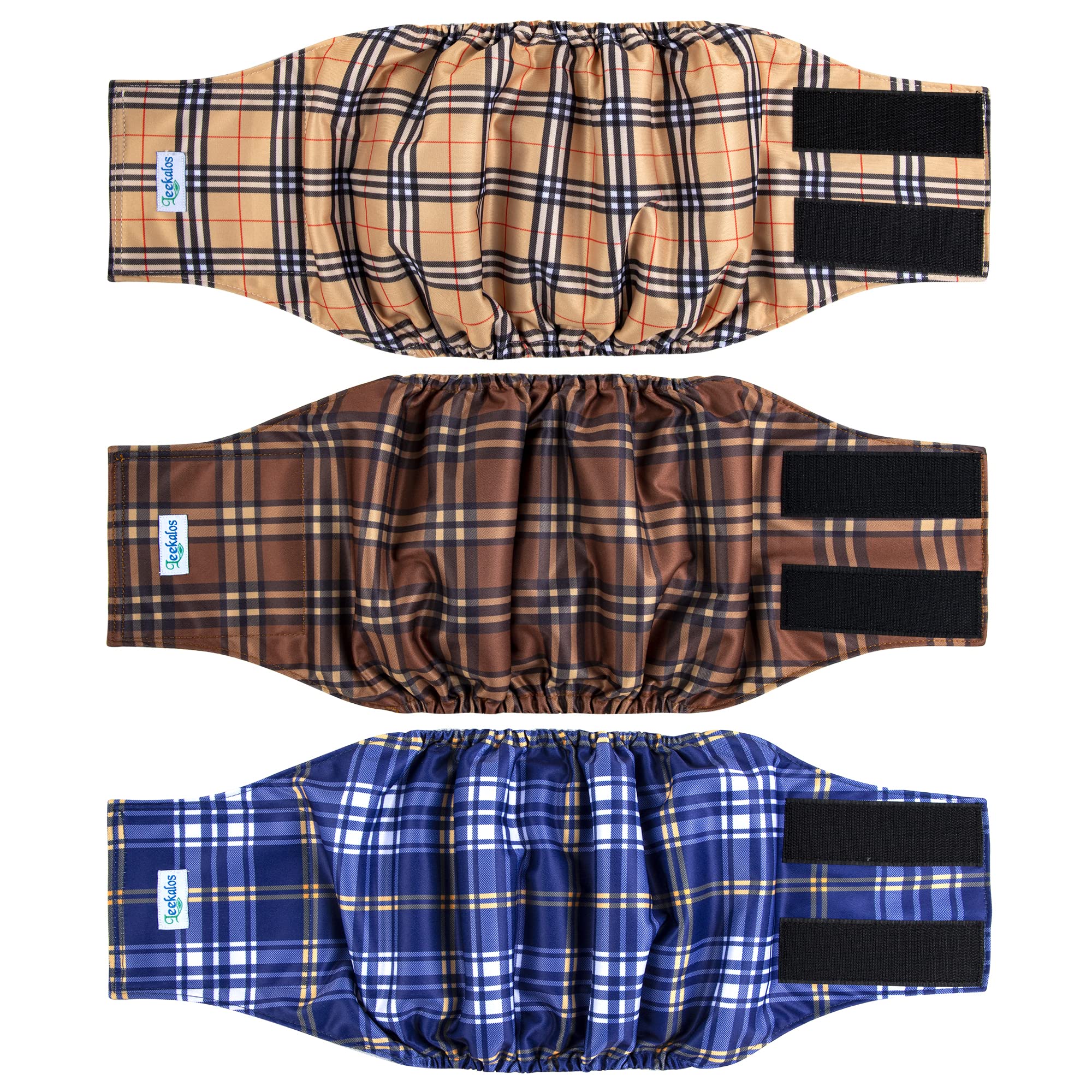 Photo 1 of Leekalos Male Dog Diapers (3 Pack), High Absorbing Dog Belly Bands for Male Dogs, Washable Reusable Dog Male Wraps (Plaid, Small)
