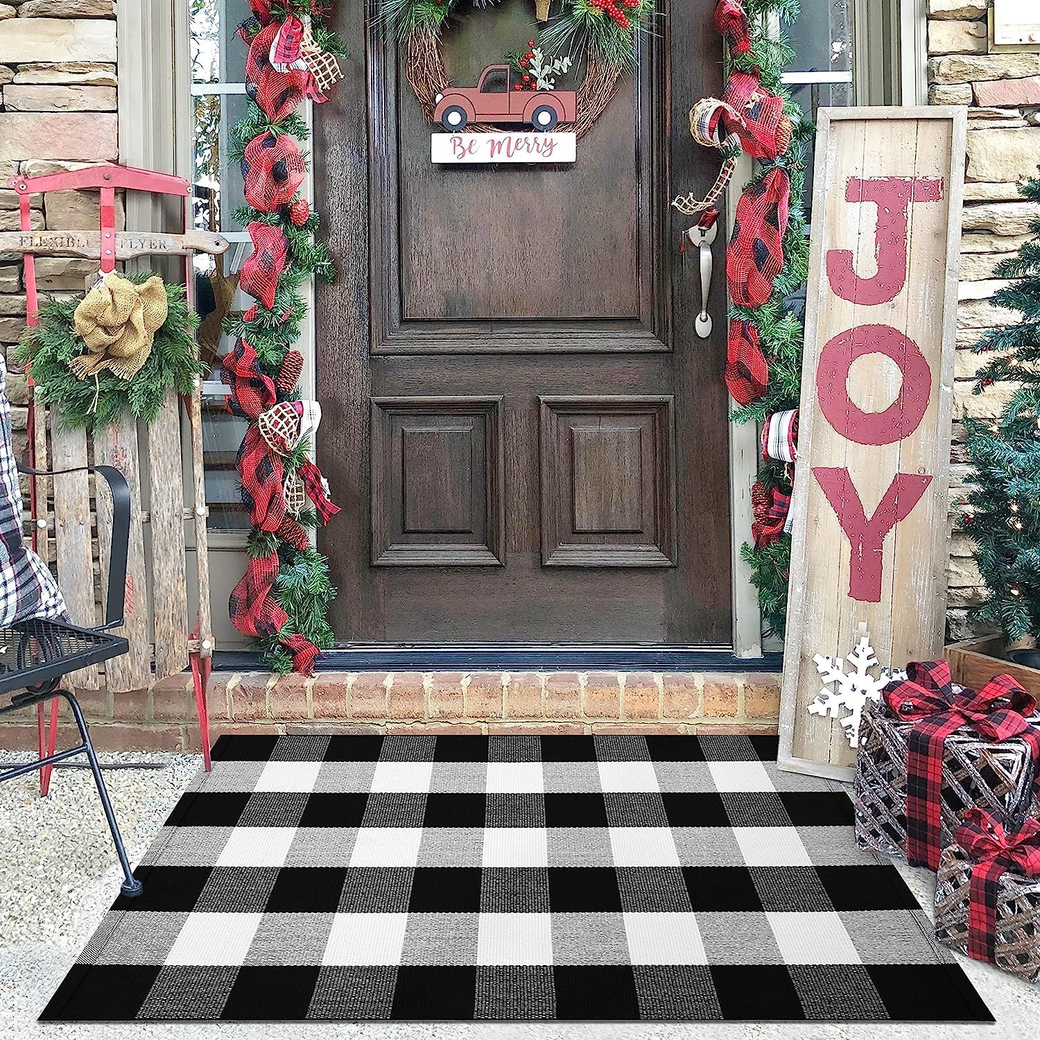 Rugs, Pads & Protectors - KILOCOCO Front Door Mat Door Mat Outdoor, Buffalo Plaid Outdoor Door Rug, Front Door Rug, Front Porch Rug, Front Door Mats Outdoor for Farmhouse/Entryway/Patio, Machine Washable, 27.5x43 Inches
