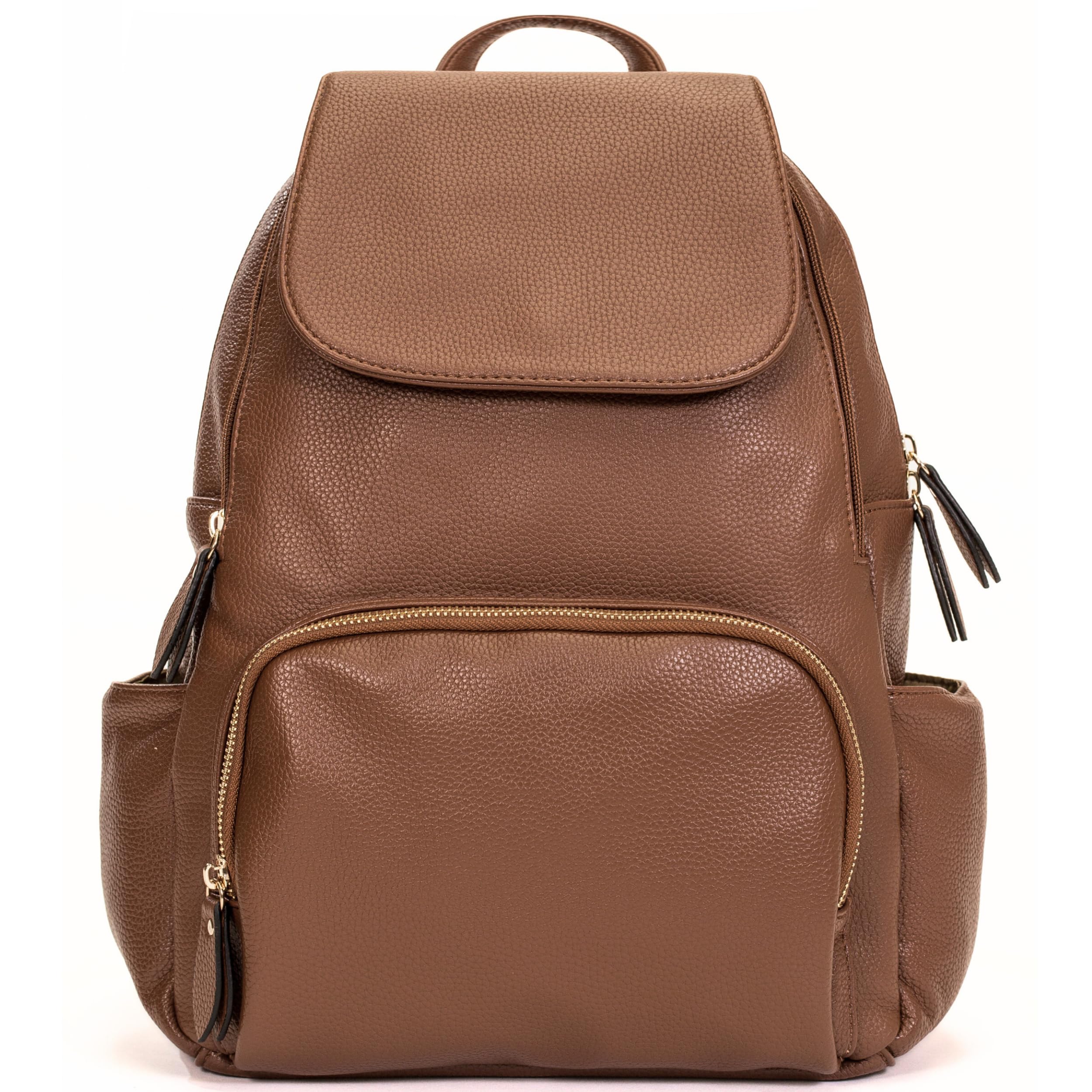 Mabel London Unisex Backpack Bag - Plain Soft Faux Leather - Womens Mens Travel Rucksack Bag - Small/Medium Size - Jade (Medium Tan)