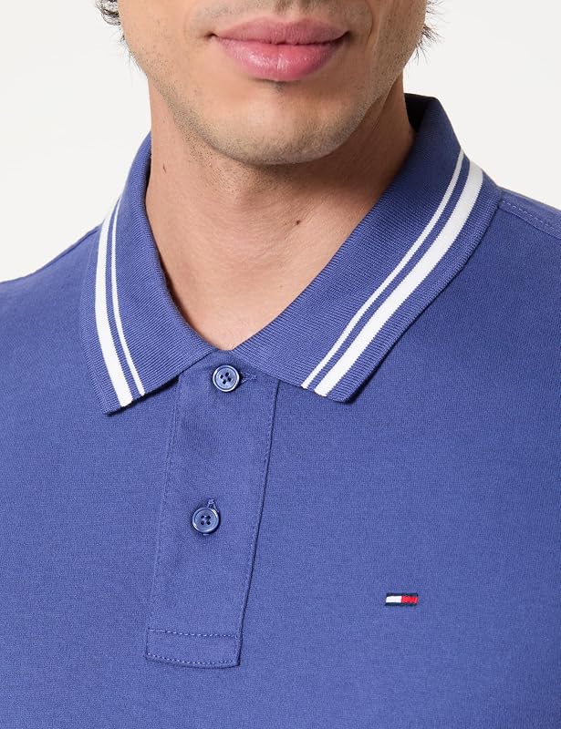 Herren Poloshirt Tipped Regular Fit, Violett (Blue Storm), L