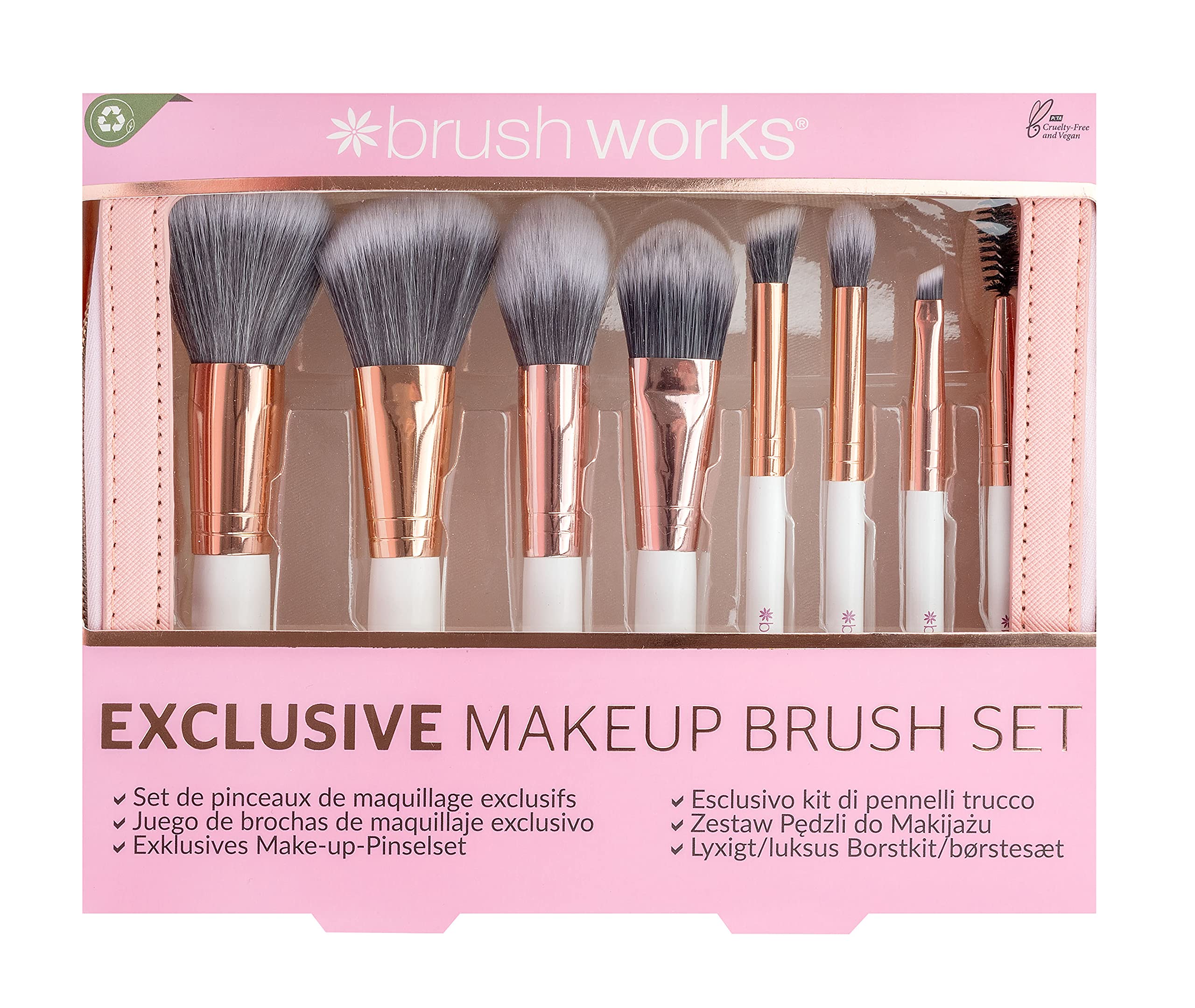 Brushworks Exclusive Makeup Brush Set, Pink, One Size