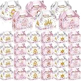 Dunzoom 24 Pcs Princess Party Favors Boxes Little Princess Goodie Treat Candy Boxes with Handles Pink Gift Container for Birthday Party Baby Shower Supplies