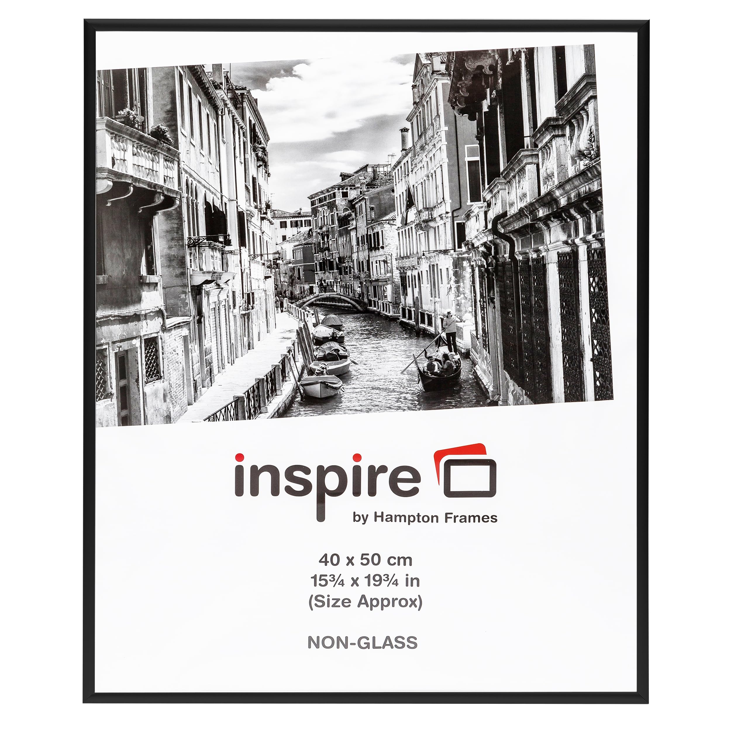 Hampton Frames Aluminium Picture Frame | 16x20 (40x50cm), Black, Metal, Rectangular | Plexi Non-Glass Front, Wall Mount, Drop-In Back | For Posters, Certificates, Photos