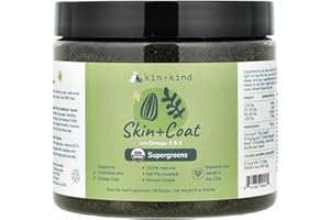 kin+kind Organic Multivitamin for Dogs & Cats - Pet Supplement for Healthy Skin and Coat - Safe, Natural Formula with Wheatgr