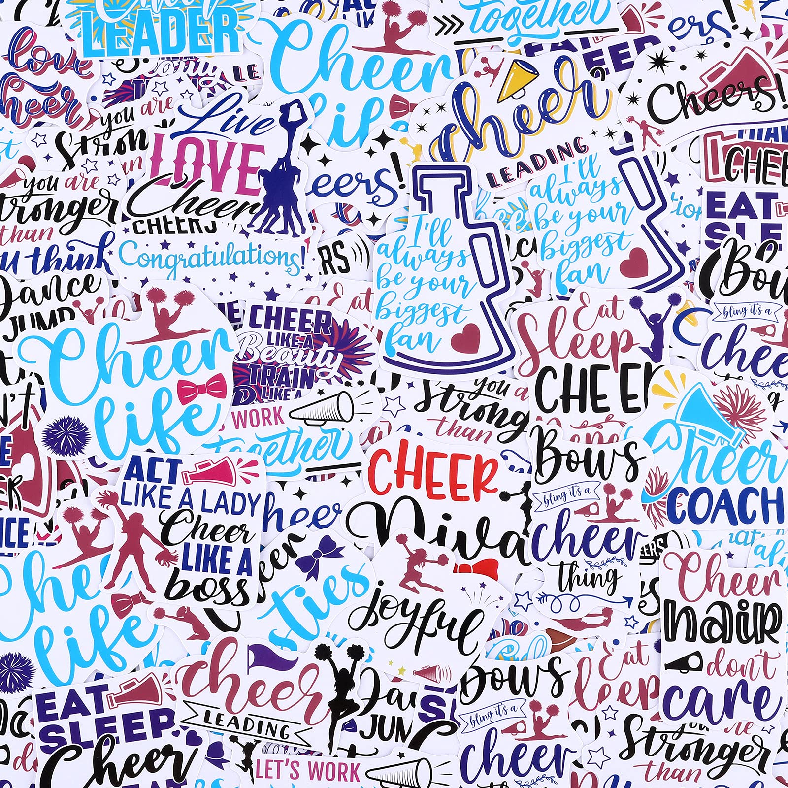 Photo 1 of 200 Pieces Cheerleading Stickers Cheer Decals Waterproof Present, Motivational Positive Stickers for Water Bottle Laptop Car Phone, 25 Styles