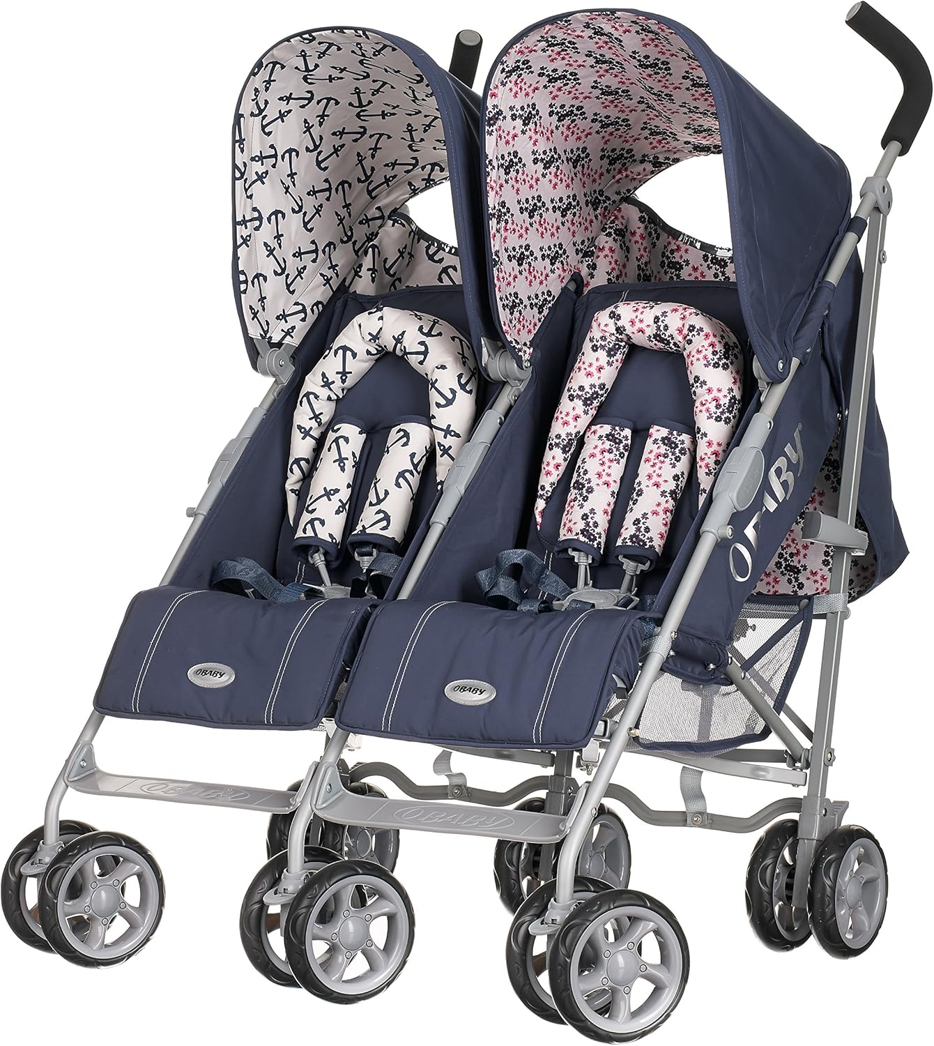 obaby twin stroller with footmuffs