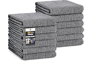 smiry Premium Kitchen Towels(18"x 28", 12 Pack), Large Cotton Dish Cloths Set, Flat & Terry Towel Highly Absorbent Tea Towels