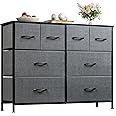 WLIVE Dresser for Bedroom with 8 Drawers, Wide Fabric Dresser for Storage and Organization, Bedroom Dresser, Chest of Drawers for Living Room, Closet, Hallway, Dark Grey