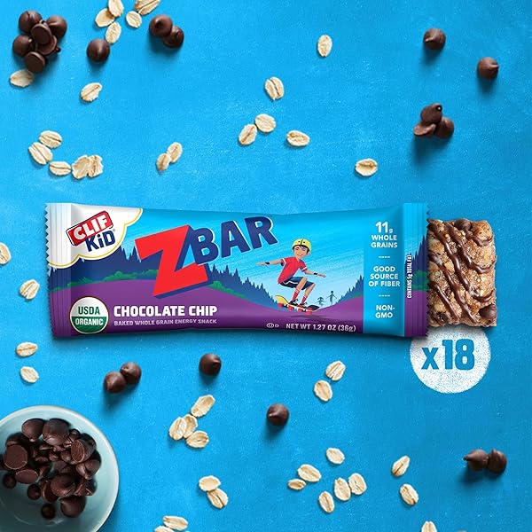 ZBAR – CHOCOLATE CHIP – SOFT-BAKED ENERGY SNACK BARS – NON-GMO – 12G WHOLE GRAINS – USDA ORGANIC GRANOLA BARS (18 PACK)