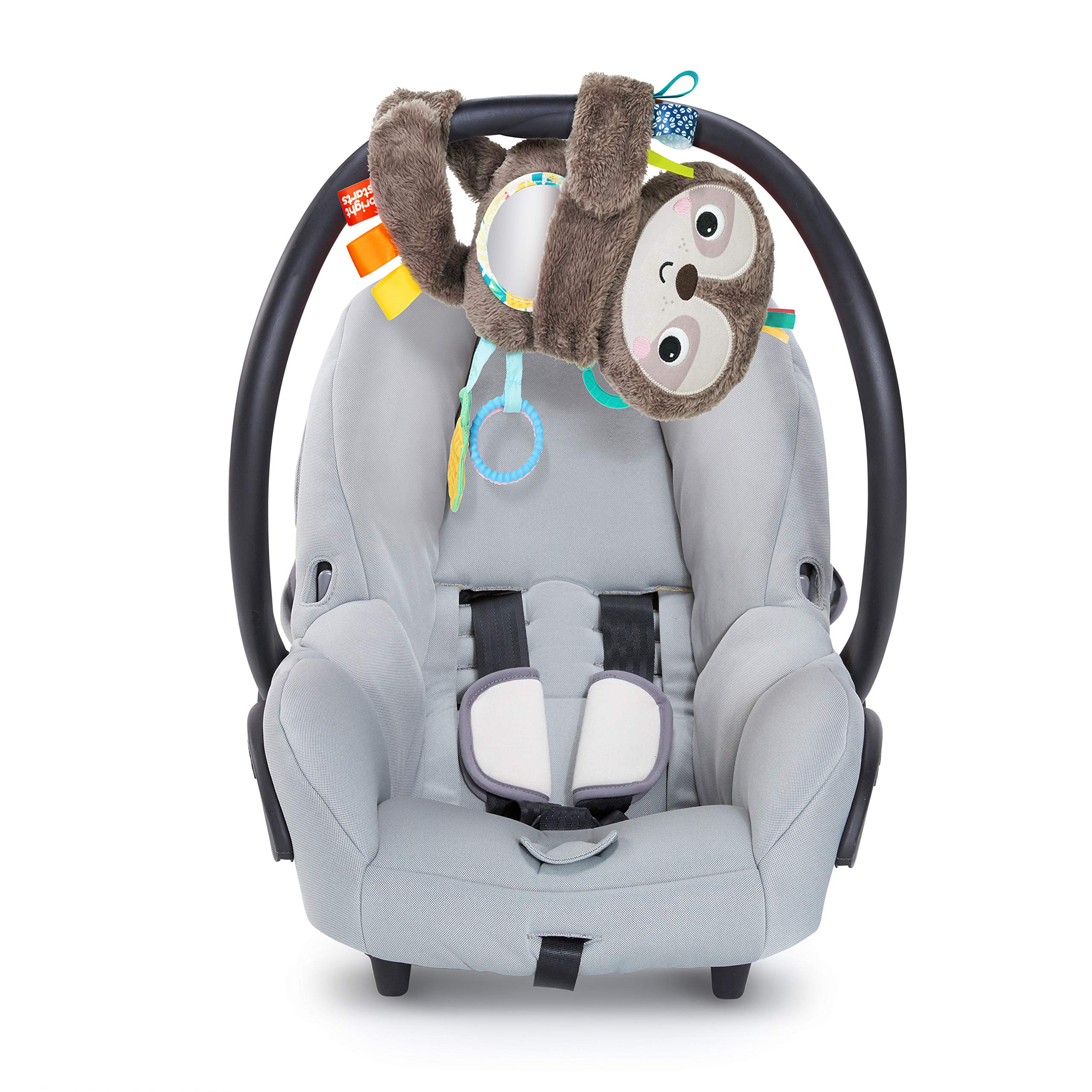 Bright Starts Slingin’ Sloth Travel Buddy Plush Stuffed Animal Take-Along Stroller or Carrier Toy, Ages 0 Month+