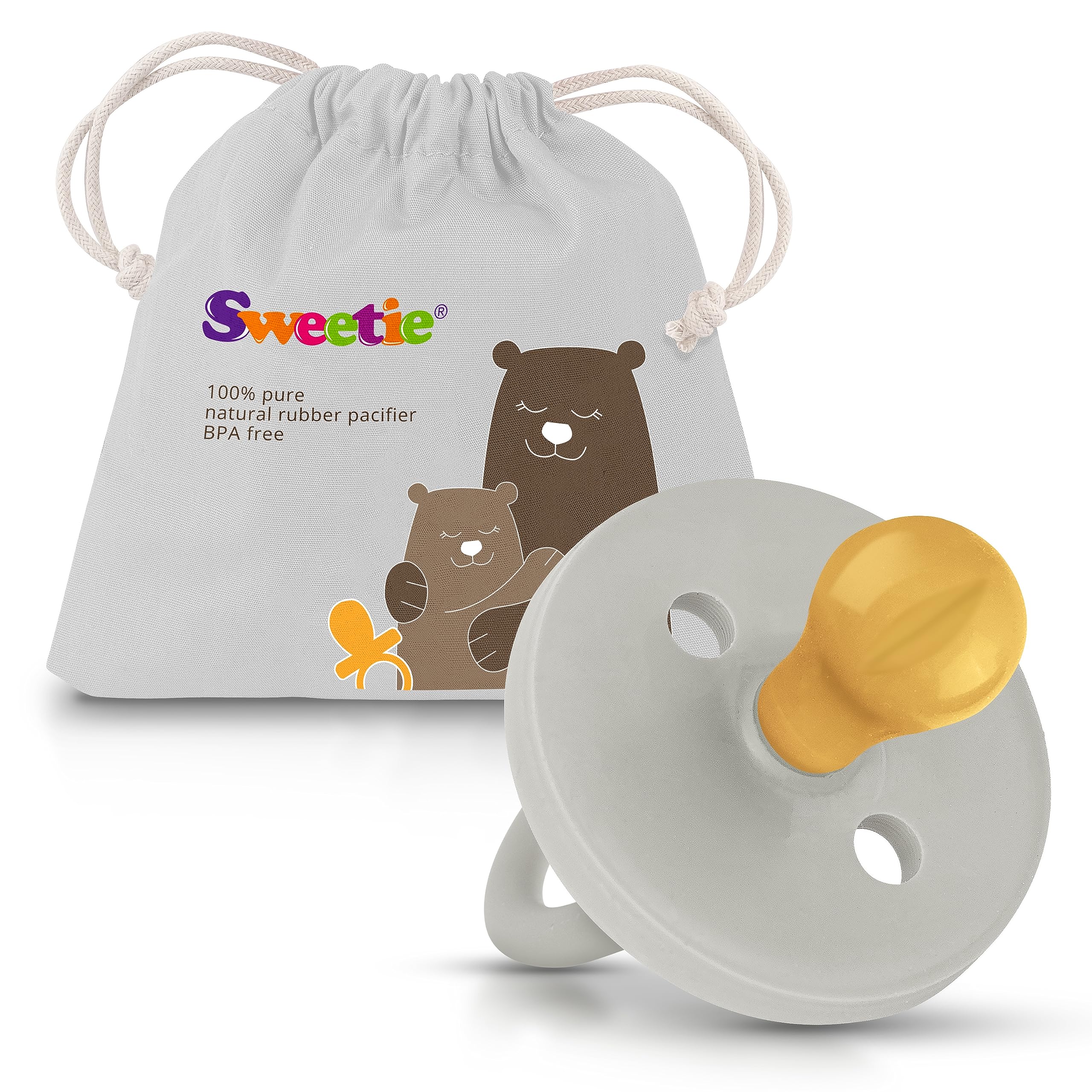 SWEETIE Natural Rubber Pacifier (12-18 Month, Grey)