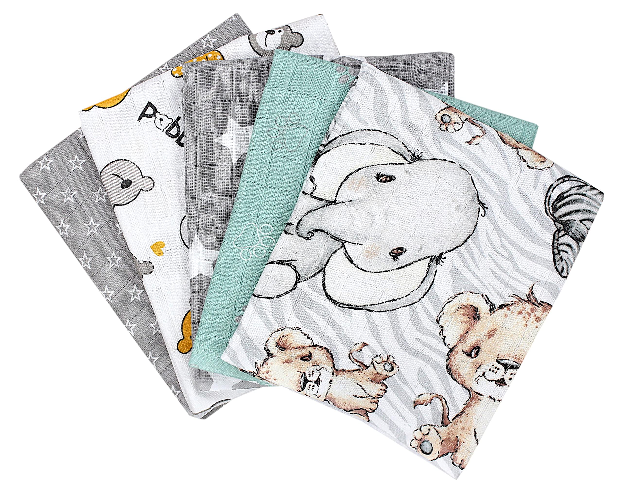 TupTam Baby Muslin Squares Printed, 70x80, 5 or 10 pieces, Unisex 6, 5er Pack