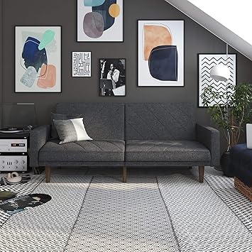 Amazon Com Dhp Paxson Convertible Futon Couch Bed With Linen