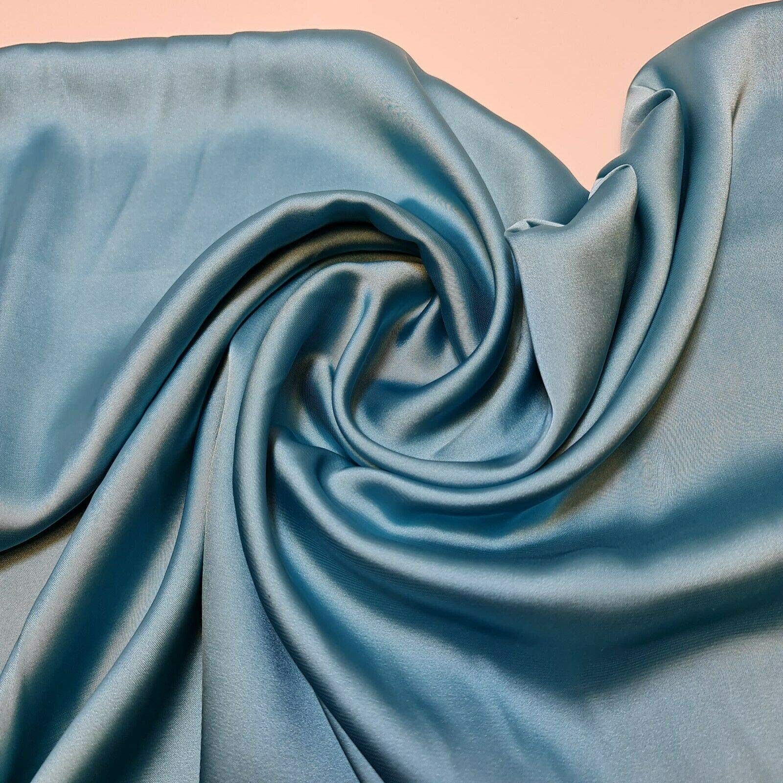 Textile Station BBR Silky Charmeuse Lightweight Satin Bridal Dress Drape Décor Fabric 44" -112cm Wide (Turquoise, 2 Meter)
