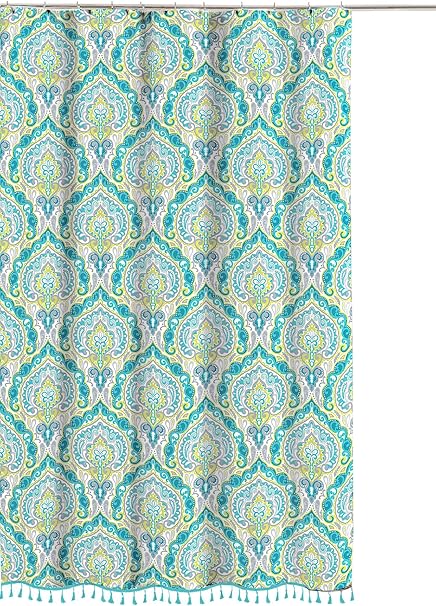 Paisley Rideau De Douche En Tissu Damas Motif Avec Franges