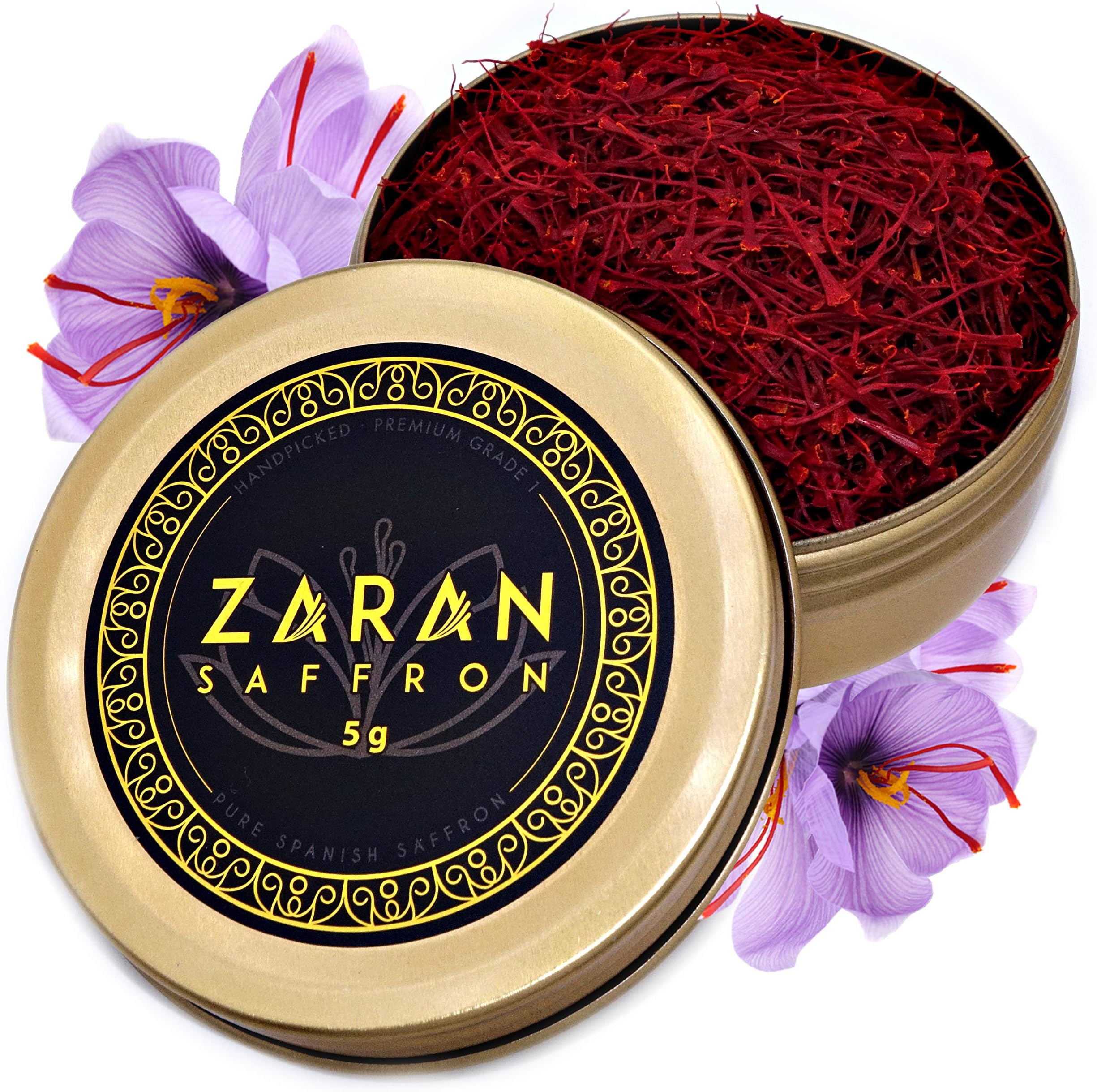 Zaran Saffron, Superior Saffron Threads (Premium) All-Red Saffron Spice for your Paella, Risotto, Persian Tea, Persian Rice, and Golden Milk) (Spanish (Coupe), 5 Grams)