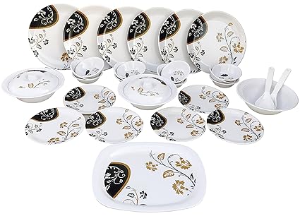 Blue Streak Oracle Dinner Set Of 32 Pieces With Brownish Prints, Serving For 6